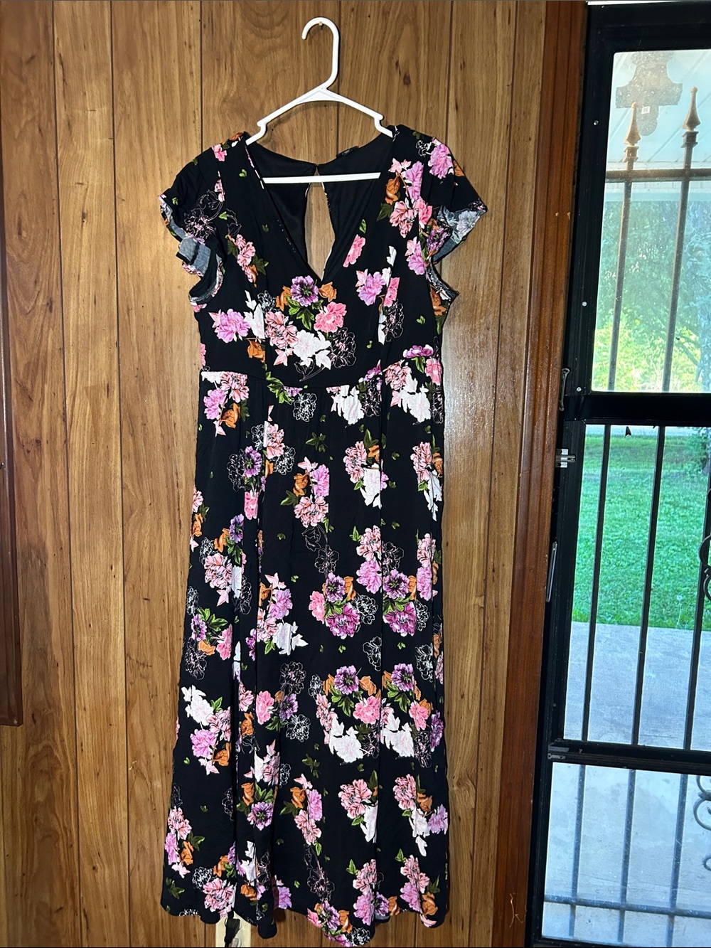 torrid Black Floral Maxi Dress with Pink, White & Orange Blooms